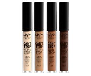 NYX Professional Full Coverage Concealer, 24 Hour Longevity, Can't Stop Won't Stop Contour Makeup Concealer, Matte Finish, Shine Control, Long Lasting, Vegan Formula, Shade: Neutral Buff