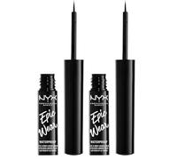 NYX Professional Makeup Black Liquid Eye Liner, Epic Wear Semi Permanent Liquid Liner, Flexible Brush Tip Applicator, Intensely Pigmented Shades, Waterproof Vegan Formula, Shade: Black (Pack of 2)