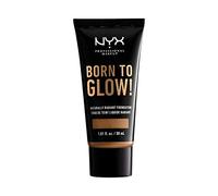 NYX Professional Makeup Born to Glow Radiant Foundation, Iridescent Finish, Buildable Medium Coverage, Vegan Formula, Shade: Nutmeg