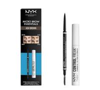 NYX Professional Makeup Brow Essentials Micro Brow Pencil & Control Freak Clear Brow Gel Duo Set, Tonalità: Ash Brown