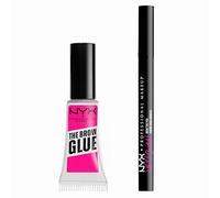 NYX Professional Makeup Brow Glue, Instant Brow Styler, Laminated Brow look, Clear + NYX Professional Makeup Lift And Snatch Brow Tint Pen, Smudge-proof, Transfer-proof, Espresso