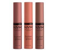 NYX PROFESSIONAL MAKEUP Butter Gloss Brown Sugar, Non-Sticky Lip Gloss - Pack Of 3 (Sugar High, Spiked Toffee, Butterscotch)
