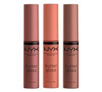 NYX PROFESSIONAL MAKEUP Butter Gloss Brown Sugar, Non-Sticky Lip Gloss - Pack Of 3 (Sugar High, Spiked Toffee, Butterscotch)