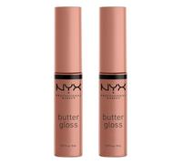 NYX Professional Makeup Butter Gloss, Non-Sticky Lip Gloss, Madeleine & Madeleine, Duo Pack