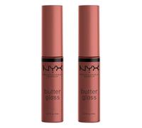 NYX Professional Makeup Butter Gloss, Non-Sticky Lip Gloss, Praline & Praline, Duo Pack