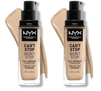 NYX Professional Makeup Can't Stop Won't Stop Full Coverage Foundation, Long Lasting, Waterproof, Vegan Formula, Matte Finish, Shade: Warm vanilla (Pack of 2)