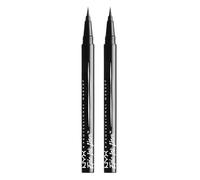 NYX Professional Makeup Epic Ink Liner, Brush Tip Liquid Eye Liner Pen, Up To 24 Hours of Wear, 6 Intensely Pigmented Shades, Waterproof Vegan Formula, Shade: Black, Pack of 2