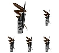 NYX Professional Makeup Epic Wear Semi-Permanent Liquid Liner, Longwearing, Waterproof, Eye Liner and Body Art, Matte Finish, Colour: Brown (Pack of 5)
