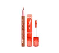 NYX Professional Makeup Lip Bundle, Jelly Job Peptide Infused Jelly Gloss in Orange Ya Jelly? + NYX Professional Makeup Lip Lingerie Lip Liner Stain Seamless All Day Stain Waterproof in Barely There