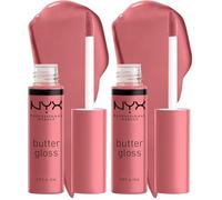 NYX Professional Makeup Lip Gloss, Butter Gloss, Non-sticky formula, Easy Application, Leaves Your Lips Feeling Silky Smooth, Glossy Finish, Shade Crème Tiramiu, 8ml (Pack of 2)