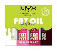 NYX Professional Makeup Lip Gloss, High Shine, Non-Sticky Finish, 12 Hours Hydrating, Fat Applicator, With Squalane, Raspberry and Cloudberry Oils, Fat Oil Lip Drip, Pack of 4