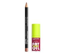 NYX Professional Makeup Lip Kit, Fat Oil Lip Drip Shade: Newsfeed + Slim Lip Pencil Shade: Natural