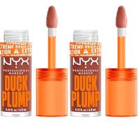 NYX Professional Makeup Lip Plumping Gloss, Intense Colour and High Pigmentation, With Extreme High Shine Finish, Infused with Spicy Ginger, Vegan Formula, Duck Plump, Brown Of Applause (Pack of 2)