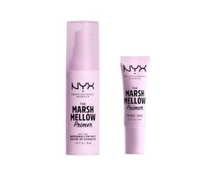 NYX Professional Makeup The Marshmellow Primer Set, Makeup Primer Base, Skin-Focused Primer for Smooth & Even Complexion, Marshmallow Root, Vegan Formula, Regular and Mini Size, 30 ml and 8 ml
