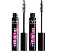 NYX Professional Makeup Worth the Hype Mascara, Volumizing and Lengthening Mascara, Buildable Formula, Tapered Brush Reaches All Lashes, Jojoba Oil, Shade: Black (Pack of 2)