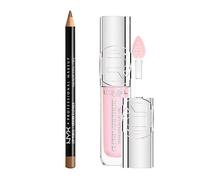 NYX Slim Lip Liner Pencil Brown & L'Oreal Paris Plump Ambition Lip Oil PH Cristal Ice Duo