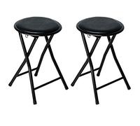 Nyxi 2 X Round Compact Folding Stool for Home Office (2 X Stool, Black)