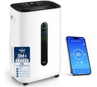 Nyxi 20L Dehumidifier with WiFi App and Voice Control, Active Carbon Filter, XL 6.5L Tank, Laundry Drying, 24Hr Timer, Quiet Operation, Energy Efficient for Home Damp, Moisture and Mould