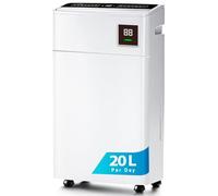 Nyxi 20L Per Day Dehumidifier, Powerful Moisture Removal for Large Room & Basement with Digital Humidity Sensor, Ultra Quite, XL, Dry Laundry, Continuous Drainage, Removes Condensation, Humidity, Damp