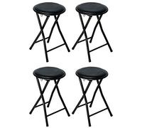 Nyxi 4 X Round Compact Folding Stool for Home Office (4 X Stool, Black)