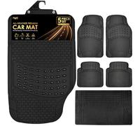 Nyxi 5 Piece Rubber Boot Mat (Front + Rear + Boot Mat 120cm X 80cm) Universal Non-Slip Deep Dish Heavy Duty for Cars SUV Truck and VAN, Water Proof, All Weather