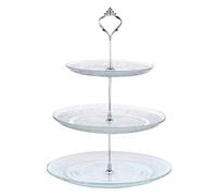 Nyxi 6 X Premium Glass 3 Tier Cake Stand Round Display with New Fittings ( Bulk Buy Offers ) (6 X Glass Cake stand)