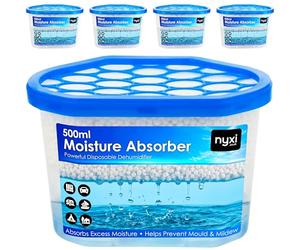 Nyxi Dehumidifier Pack of 80 X 500ml Interior Wardrobe, Ideal to stop Condensation damp, mould mildew & condensation - Remove Moisture and improve air quality Wardrobe, Home, Kitchen, Garage, Caravan