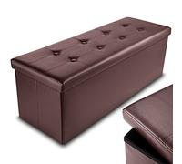 Nyxi Faux Leather 110 * 38 * 38 cm Brown Ottoman Foldable Storage Boxes Seat Foot Stool Storage Box with Lids for Kids Toys, Bedroom, Hallway, Living Room