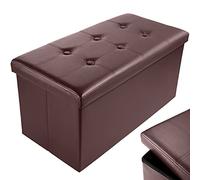 Nyxi Faux Leather 76 * 38 * 38cm Brown Ottoman Foldable Storage Boxes Seat Foot Stool Storage Box with Lids for Kids Toys, Bedroom, Hallway, Living Room
