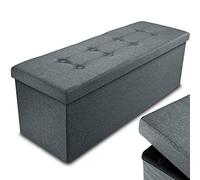 Nyxi Foldable Ottoman Storage Box,110x38x38cm, 120L Capacity Fabric, Multi-Purpose 3-Seater, Foot Stool, Storage Organizer with Lid for Kids Toys, Bedroom, Hallway, Living Room, Dark Grey