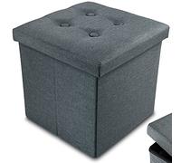 Nyxi Foldable Ottoman Storage Box, 38x38x38cm, 40L Capacity, Fabric, Multi-Purpose Seat, Foot Stool, Storage Organizer with Lid for Kids Toys, Bedroom, Hallway, Living Room Dark Grey