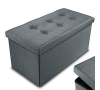Nyxi Foldable Ottoman Storage Box,76x38x38cm, 80L Capacity, Multi-Purpose 2-Seater, Foot Stool, Storage Organizer with Lid for Kids Toys, Bedroom, Hallway, Living Room, Dark Grey Fine Fabric Strong