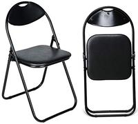 Nyxi Folding Chair Padded Paris Faux Leather Home Office Dining (1 X Chair, Black)