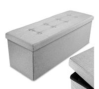 Nyxi Ottoman 110 * 38 * 38cm Foldable Storage Boxes Seat Foot Stool Storage Box with Lids for Kids Toys, Bedroom, Hallway, Living Room Light Grey