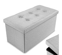 Nyxi Ottoman 76 * 38 * 38cm Foldable Storage Boxes Seat Foot Stool Storage Box with Lids for Kids Toys, Bedroom, Hallway, Living Room Light Grey