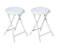 Nyxi Set of 2 Round Compact Folding Stool for Home Office (2 X Stool, White)