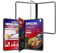 NYXOVA 2 Pack 8.5 x 11 Inch Menu Covers, 3 Page Clear PVC Menu Sleeves