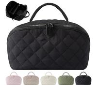 NYXRKJ Petition Makeup Bag for Woman, Petition Makeup Bag, Expandable Makeup Bags, Spacious 180° Open Cosmetic Organizer for Toiletries & Brushes Large Capacity with Compartments, Black