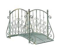 NYZAL 60" Metal Arch Zen Garden Bridge with Safety Siderails, Decorative Footbridge, Delicate Floral Scrollwork for Stream, Fish Pond, Antique, Easy Assembly and Durable