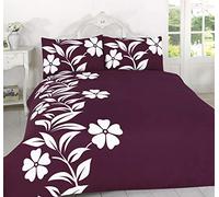 NZ Alyssa Floral Printed Design Luxurious Modern Style Duvet Cover Sets Reversible Bedding Sets (Plum/White, King)