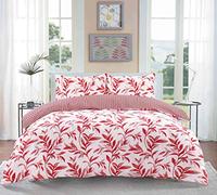 NZ Ellie Floral Pattern Luxurious Modern Stylish Duvet Cover Sets Reversible Bedding Sets (Red, King)