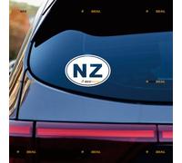 NZ New Zealand Oval Country Code Zelanian Sticker Decal Vinyl - 2 Pack White 10.2cm - for Car Boat Laptop Cup No Background Die-Cut