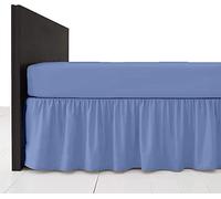 NZ Plain Dyed Poly Cotton Soft Frilled Base Valance Sheets Bed Sheets Covers (King, Mid Blue)