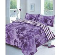 NZ Rose Pattern Floral Luxurious Modern Style Duvet Cover Sets Reversible Bedding Sets (Lilac, Super King)