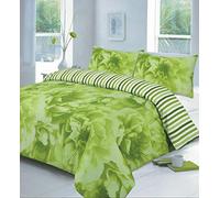 NZ Rose Pattern Floral Luxurious Modern Style Duvet Cover Sets Reversible Bedding Sets (Lime, King)