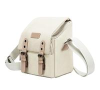 NZBZMBTTVF Compact Camera Bag Case Canvas Leather Trim Compatible Fit for Nikon Canon Sony Mirrorless Camera and Lenses Water Resistant Camera Shoulder Messenger Bag Beige Camera Bag(M)