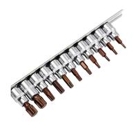 NZBZTANNAP 11Pcs T10-T60 3/8 Inches 1/4 Inches Star Hexagonal Torx Bit Socket Kit Chrome Vanadium Steel Hex Wrenches Nut Driver Drill Bit Sleeve Tool Socket Socket(B 3/8“)