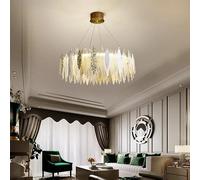 NZDBB Modern Gold Crystal Pendant Light Leaf Design LED Ceiling Chandelier Light Indoor Chandelier Compatible with Dining Room Living Hall for Home Decor(Dia65cm H29.5cm)