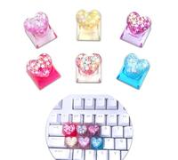 NZDWY 6PCS Bling Heart Custom Keycaps - Cute Artisan Keycap Replacement Key for Cherry MX Mechanical Keyboards，OEM Decoration Profile for Computer Gaming Keyboards，Artisan ESC OEM Key Cap