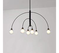 NZDY 6 Lights Glass Globe Branch Chandelier Satin Brass Pendant Lighting Fixture Ball Rotating Pendant Light for Living Dining Room Restaurant Bedroom,Black and Transparent,6-Light
